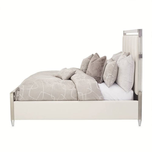 AICO Furniture Penthouse King Upholstered Platform Bed in Ash Gray
