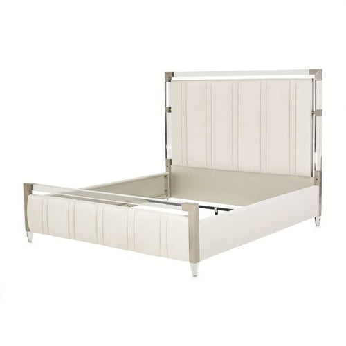 AICO Furniture Penthouse Queen Upholstered Platform Bed in Ash Gray