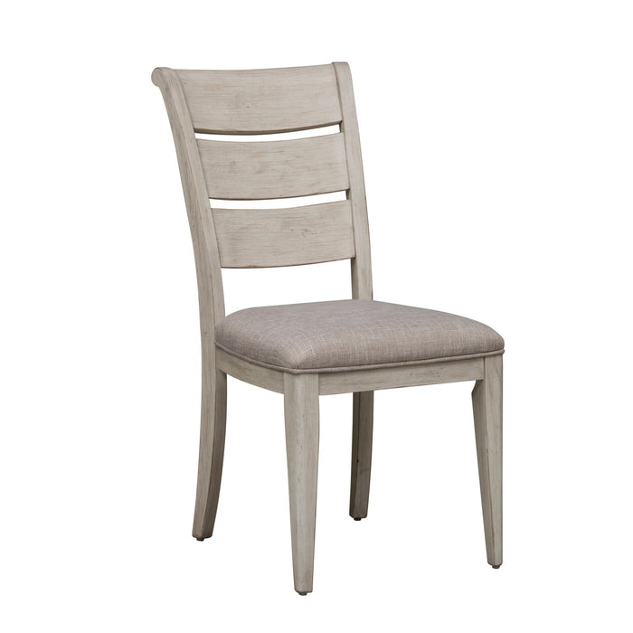 Farmhouse Reimagined Ladder Back Upholstered Side Chair (RTA) in Antique White (Set of 2)