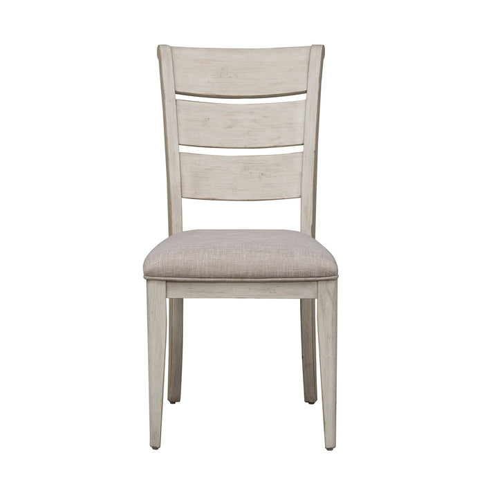 Farmhouse Reimagined Ladder Back Upholstered Side Chair (RTA) in Antique White (Set of 2)