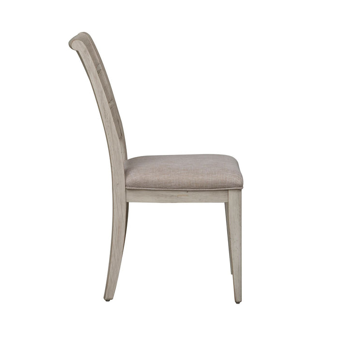 Farmhouse Reimagined Ladder Back Upholstered Side Chair (RTA) in Antique White (Set of 2)