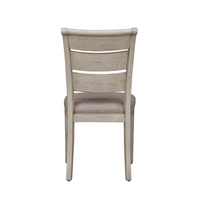 Farmhouse Reimagined Ladder Back Upholstered Side Chair (RTA) in Antique White (Set of 2)