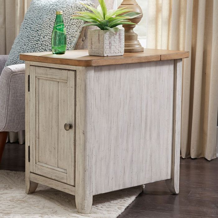 Liberty Farmhouse Reimagined Door Chair Side Table w/ Charging in Antique White image