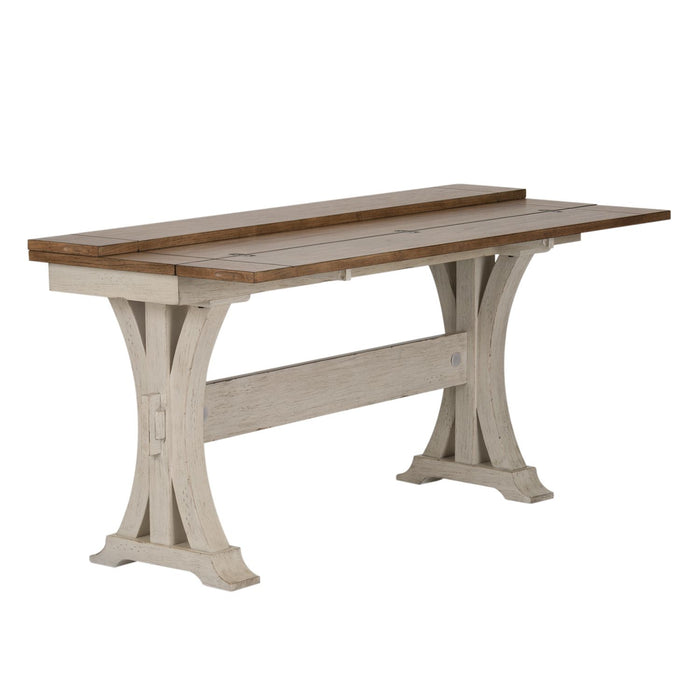 Farmhouse Reimagined Flip Lid Sofa Table in Antique White
