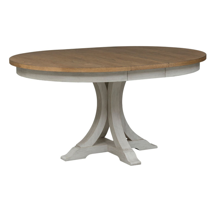 Farmhouse Reimagined Pedestal Dining Table in Antique White