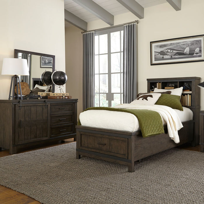 Thornwood Hills Twin Bookcase Bed in Rock Beaten Gray