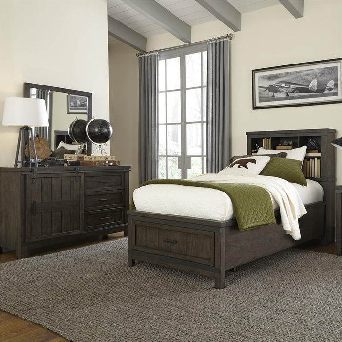 Thornwood Hills Twin Bookcase Bed in Rock Beaten Gray