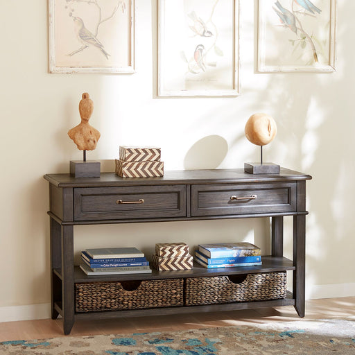 Liberty Furniture Mill Creek 2 Drawer Sofa Table in Peppercorn image