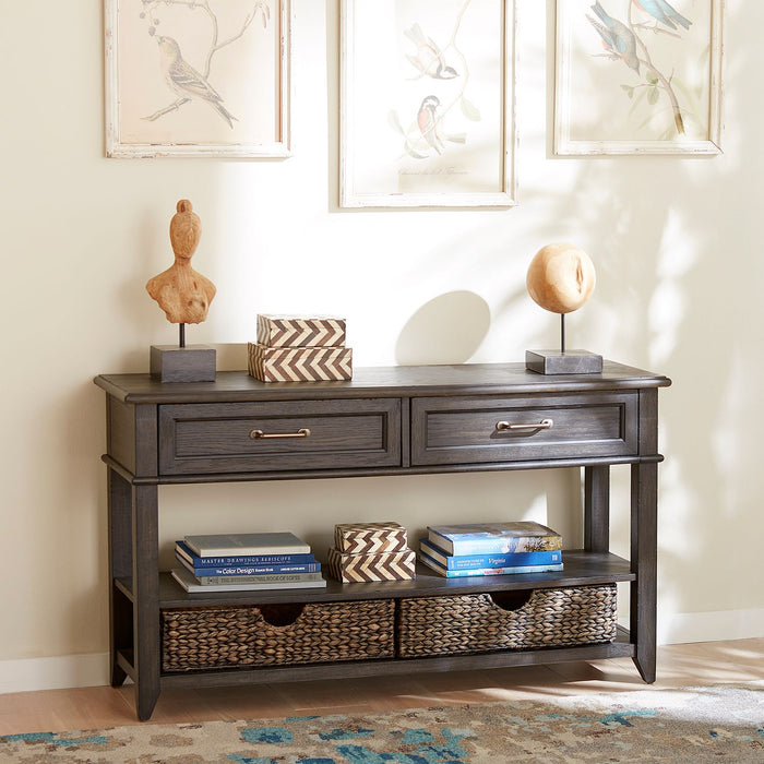 Liberty Furniture Mill Creek 2 Drawer Sofa Table in Peppercorn image