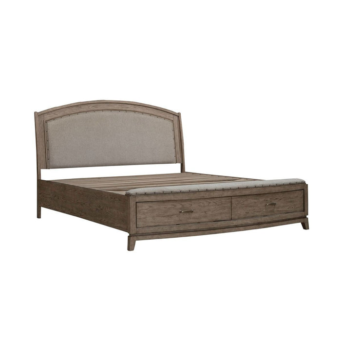 Liberty Furniture Avalon Queen Upholstered Storage Bed in Burnished Beige image