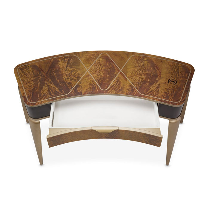 AICO Malibu Crest Vanity Desk in Crotch Mahogany