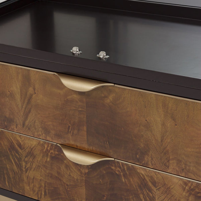 AICO Malibu Crest Display Cabinet in Crotch Mahogany