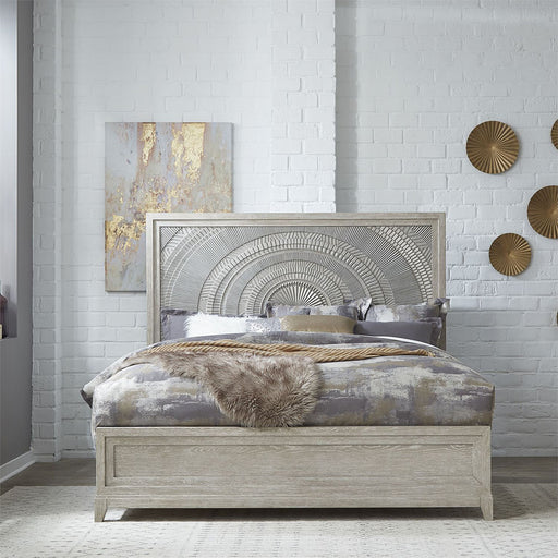 Liberty Furniture Belmar Cal King Panel Bed in Washed Taupe and Silver Champagne image