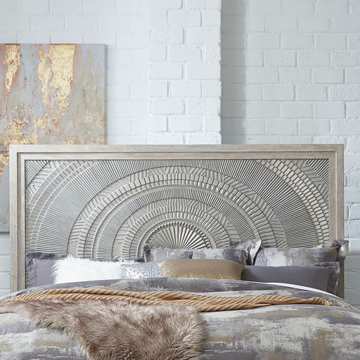 Liberty Furniture Belmar Queen Panel Bed in Washed Taupe and Silver Champagne image