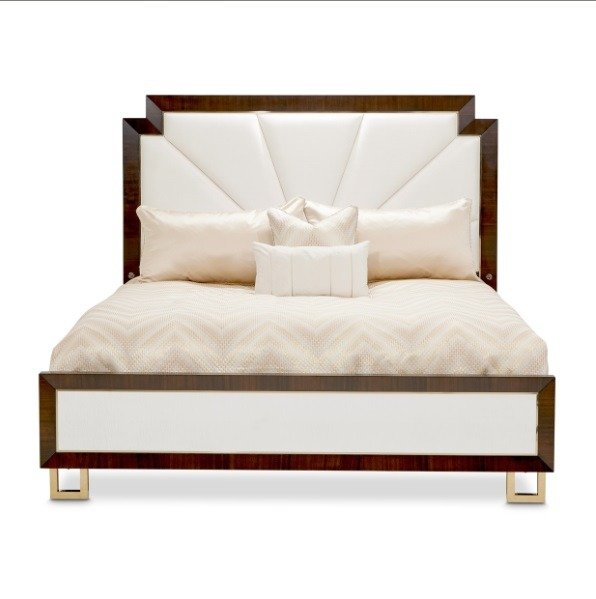 AICO Belmont Place Cal King Panel Upholstered Bed in Espresso