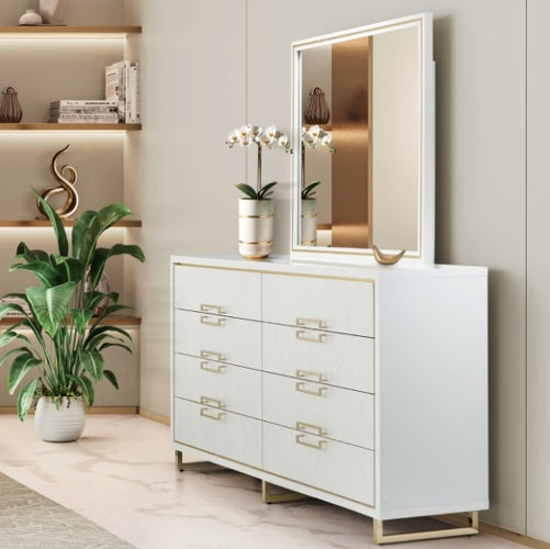 AICO Furniture Palm Gate Wall Mirror in Cloud White
