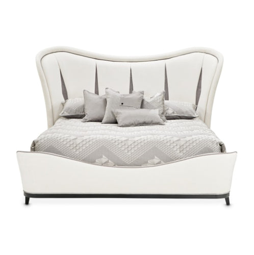 AICO Furniture Tuxedo California King Upholstered Bed in Piano Keyboard