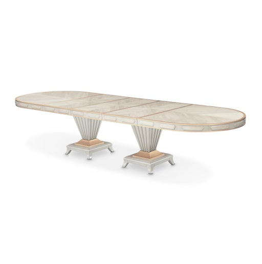 AICO Furniture St. Charles Double Pedestal Dining Table in Dove Gray image