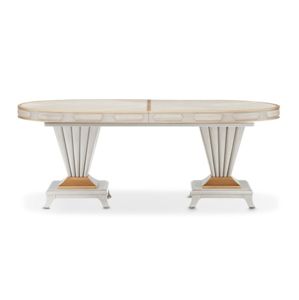 AICO Furniture St. Charles Double Pedestal Dining Table in Dove Gray