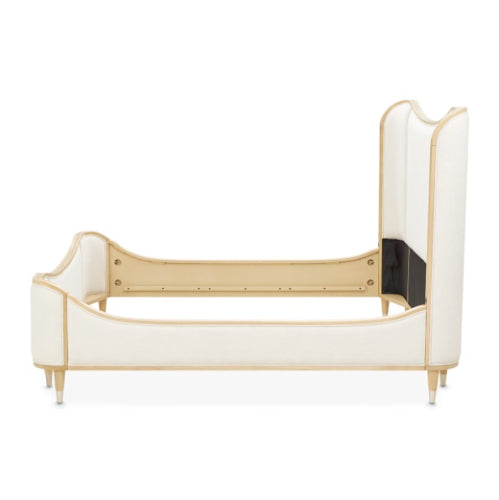 AICO Furniture Camellia Field Queen Upholstered Panel Bed in Caramel