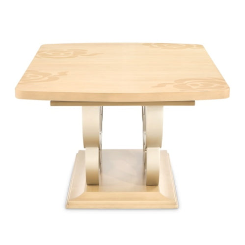 AICO Furniture Camellia Field Rectangular Pedestal Dining Table in Caramel
