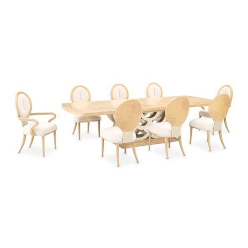 AICO Furniture Camellia Field Rectangular Pedestal Dining Table in Caramel