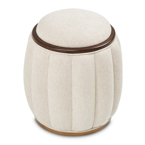 AICO Furniture Camellia Field Round Bench in Warm Pecan