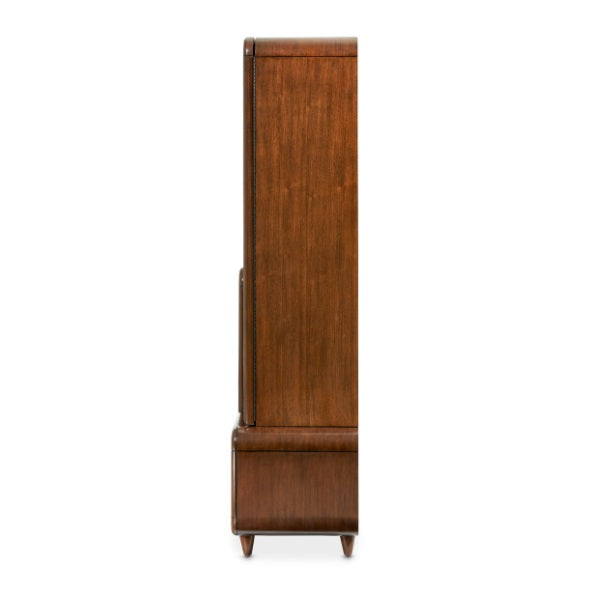 AICO Furniture Mason Park Offset Chest with Storage Mirror in Umber