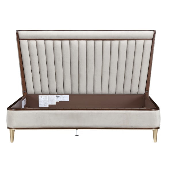 AICO Furniture Houston King Channel Tufted Bed in Walnut