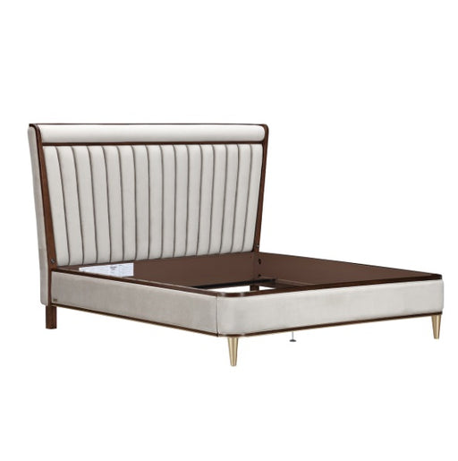 AICO Furniture Houston King Channel Tufted Bed in Walnut image