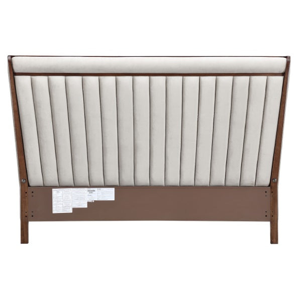 AICO Furniture Houston Queen Channel Tufted Bed in Walnut