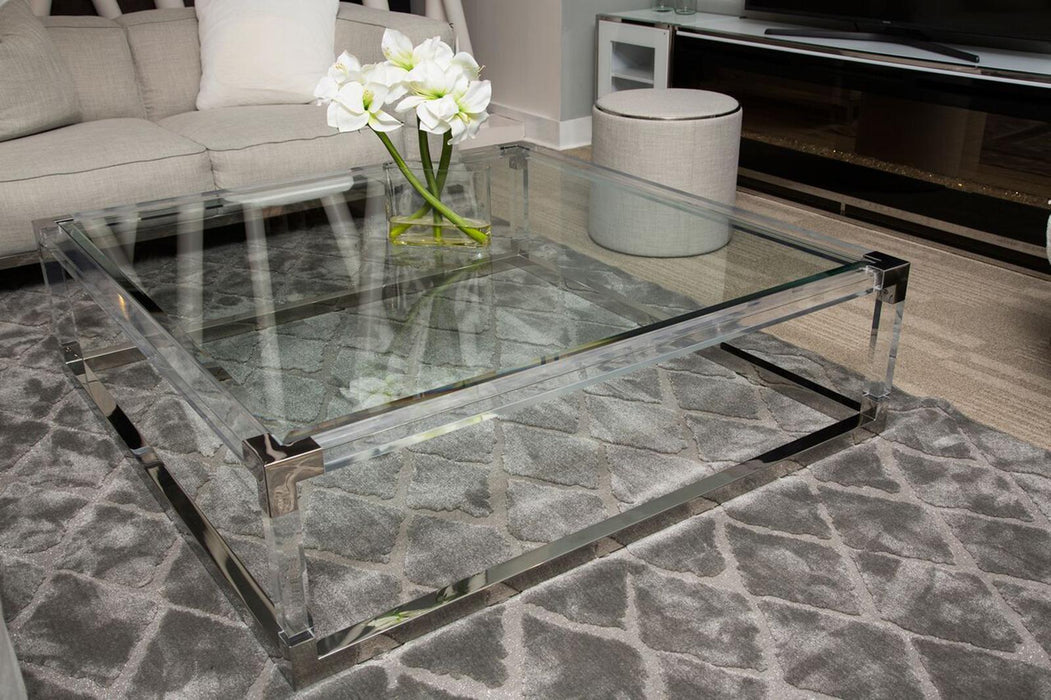 State St Square Cocktail Table in Stainless Steel