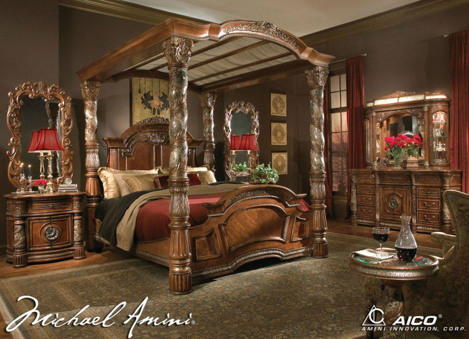 Villa Valencia California King Bed with Canopy in Chestnut