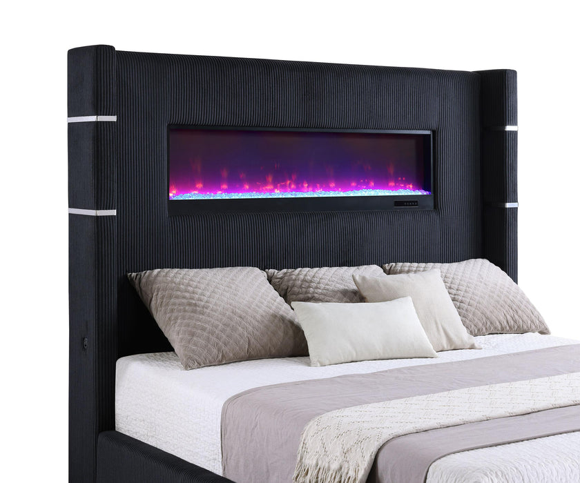Tisdall Wingback Bed with Flame Visualizer