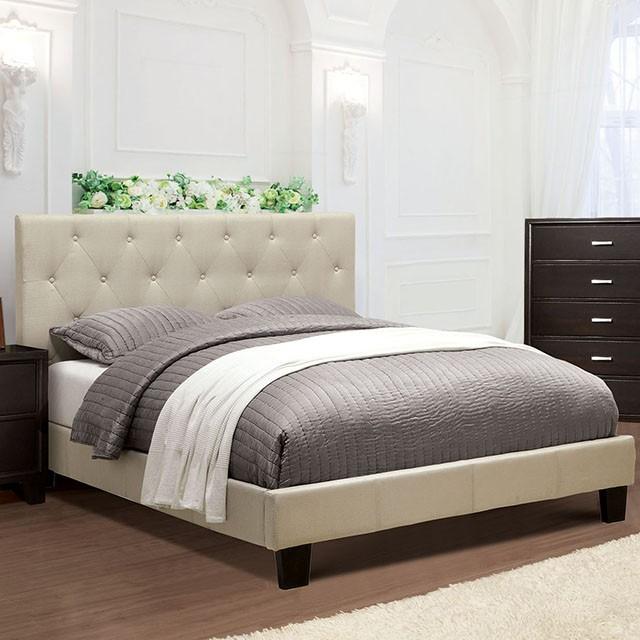 LEEROY Cal.King, E.King, & Full Bed Ivory & Gray