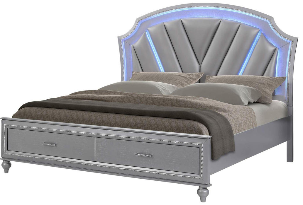 Galaxy Home Amber Queen Storage Bed in Silver GHF-808857860491