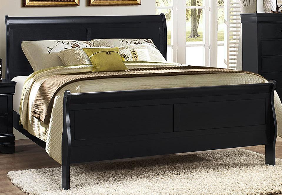 Galaxy Home Louis Phillipe Full Sleigh Bed in Black GHF-808857932235