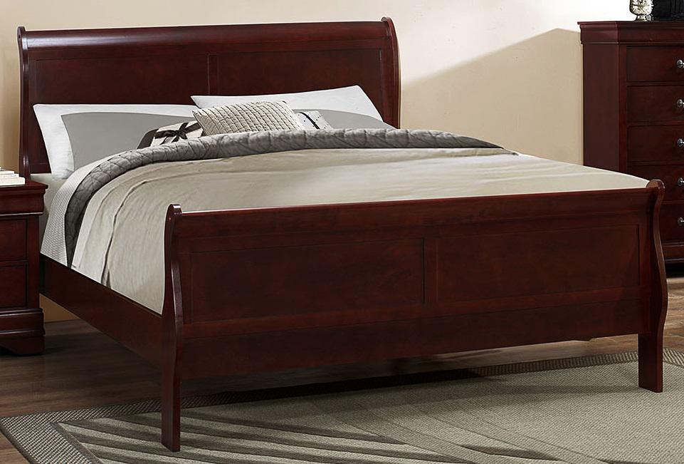 Galaxy Home Louis Phillipe King Sleigh Bed in Cherry GHF-808857678539