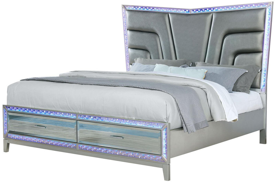 Galaxy Home Luxury Queen Storage Bed in Silver GHF-808857739247