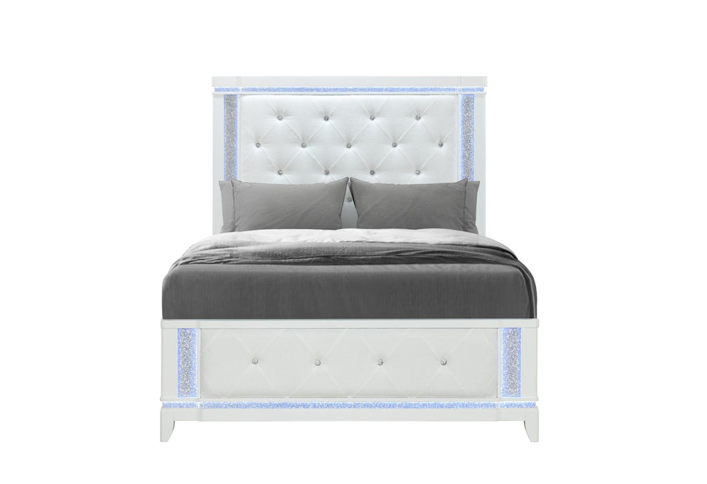 ALINA WHITE FULL BED WITH LED