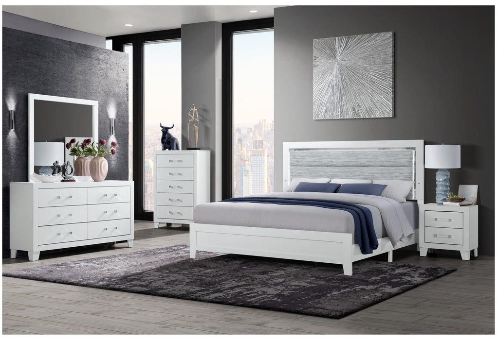 LUCCIA WHITE TWIN BED GROUP WITH LED