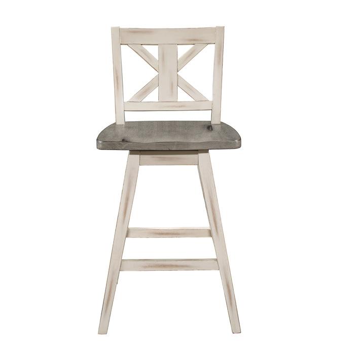 Amsonia Swivel Counter Height Chair in Gray and White (Set of 2)