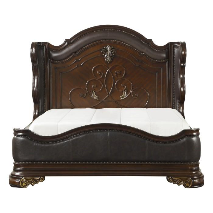 Royal Highlands King Upholstered Panel Bed in Rich Cherry 1603K-1EK