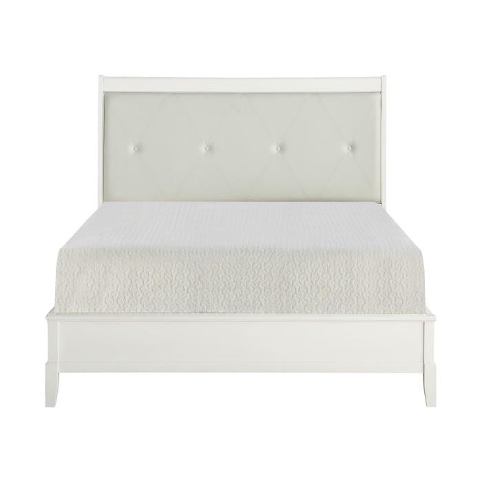 Cotterill King Upholstered Sleigh Bed in Antique White 1730KWW-1EK*