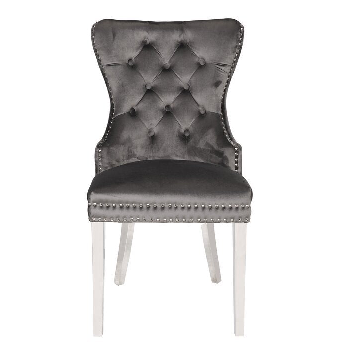Galaxy Home Erica Stainless Steel Legs Dining Chair (Set of 2) in Dark Gray