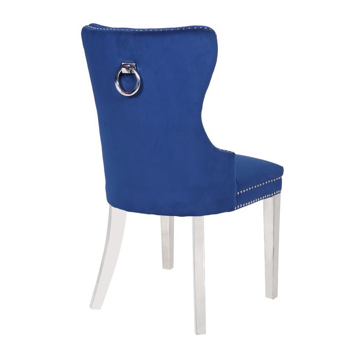 Galaxy Home Erica Stainless Steel Legs Dining Chair (Set of 2) in Blue