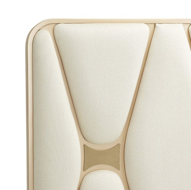 AICO La Rachelle King Upholstered Panel Bed in Medium Champagne
