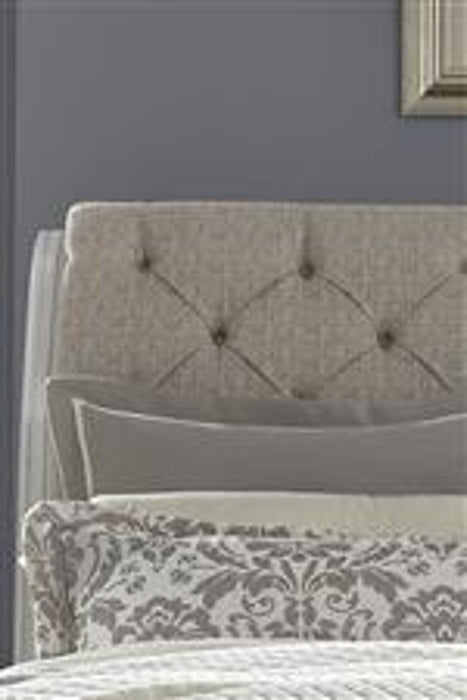 Liberty Furniture Abbey Park Upholstered California King Sleigh Bed in Antique White EST SHIP TIME APPX 4 WEEKS