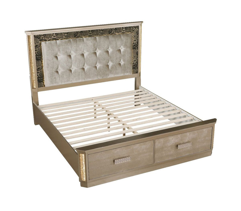 Galaxy Home Medusa King Bed in Gold