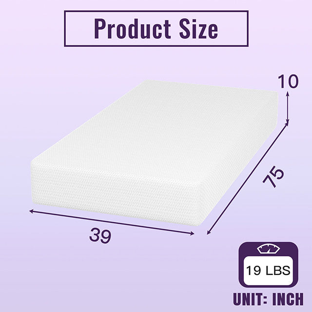 Nasturtium 10" Twin Bamboo Charcoal Infused Memory Foam